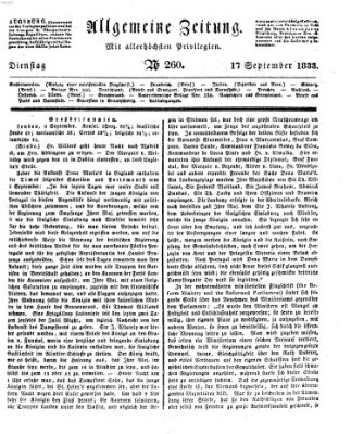 Allgemeine Zeitung Dienstag 17. September 1833