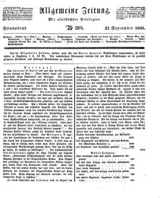 Allgemeine Zeitung Samstag 21. September 1833
