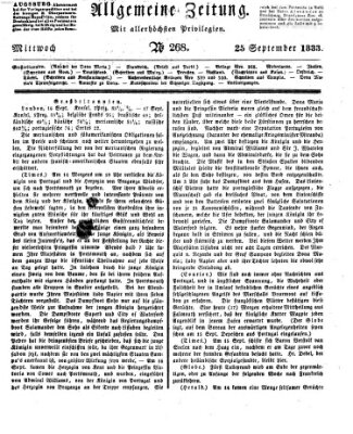 Allgemeine Zeitung Mittwoch 25. September 1833