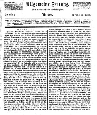 Allgemeine Zeitung Dienstag 15. Juli 1834