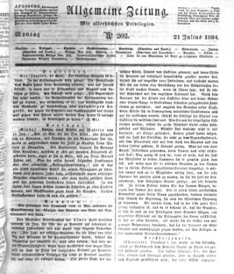 Allgemeine Zeitung Montag 21. Juli 1834