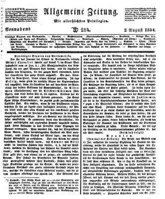 Allgemeine Zeitung Samstag 2. August 1834