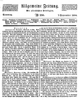 Allgemeine Zeitung Sonntag 7. September 1834