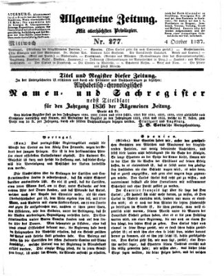 Allgemeine Zeitung Mittwoch 4. Oktober 1837