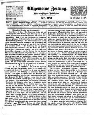 Allgemeine Zeitung Sonntag 8. Oktober 1837