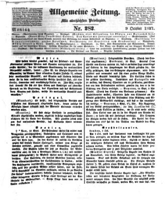 Allgemeine Zeitung Montag 9. Oktober 1837