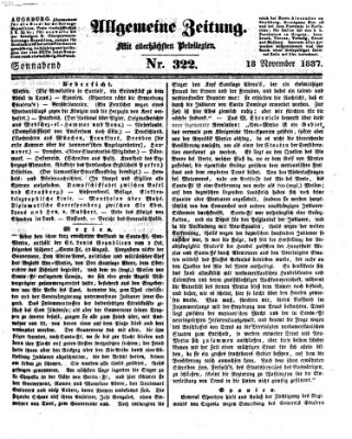 Allgemeine Zeitung Samstag 18. November 1837