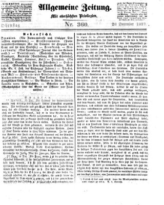 Allgemeine Zeitung Dienstag 26. Dezember 1837