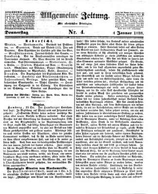 Allgemeine Zeitung Donnerstag 4. Januar 1838