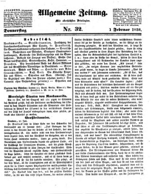 Allgemeine Zeitung Donnerstag 1. Februar 1838