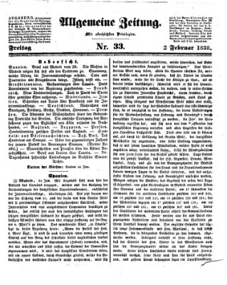 Allgemeine Zeitung Freitag 2. Februar 1838