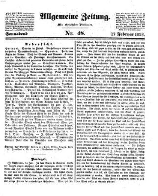 Allgemeine Zeitung Samstag 17. Februar 1838