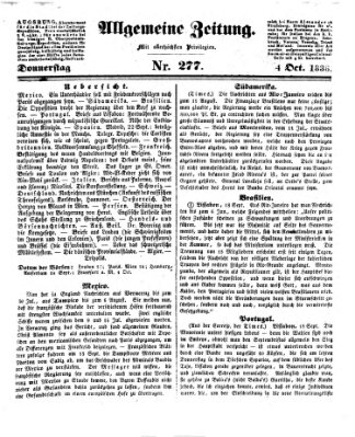 Allgemeine Zeitung Donnerstag 4. Oktober 1838