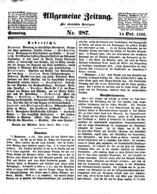 Allgemeine Zeitung Sonntag 14. Oktober 1838