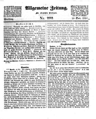Allgemeine Zeitung Freitag 19. Oktober 1838