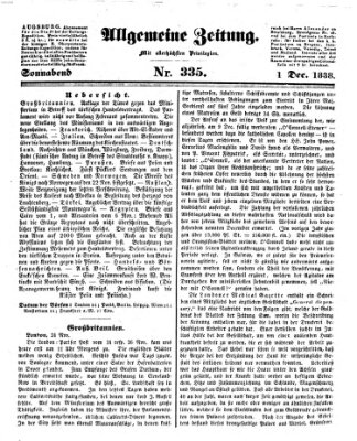 Allgemeine Zeitung Samstag 1. Dezember 1838
