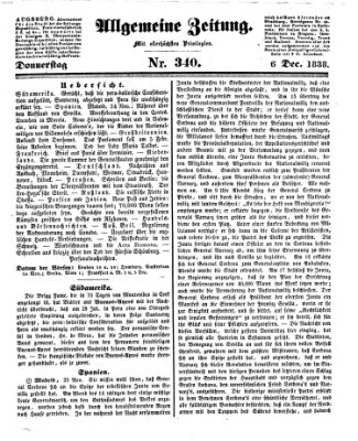 Allgemeine Zeitung Donnerstag 6. Dezember 1838
