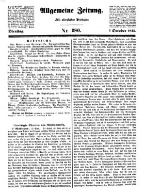 Allgemeine Zeitung Dienstag 7. Oktober 1845