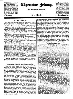 Allgemeine Zeitung Dienstag 21. Oktober 1845