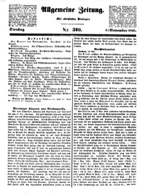 Allgemeine Zeitung Dienstag 25. November 1845