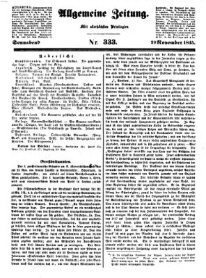 Allgemeine Zeitung Samstag 29. November 1845