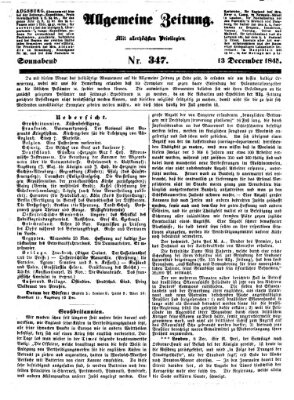 Allgemeine Zeitung Samstag 13. Dezember 1845