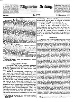 Allgemeine Zeitung Freitag 22. November 1850
