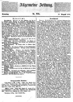 Allgemeine Zeitung Sonntag 22. August 1852