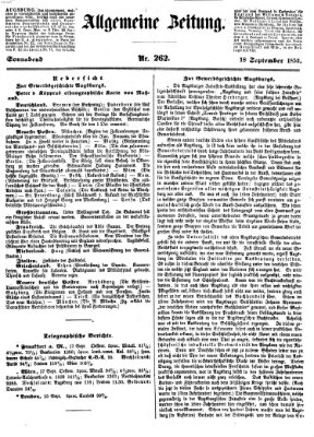 Allgemeine Zeitung Samstag 18. September 1852