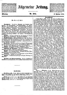 Allgemeine Zeitung Montag 21. Juli 1856
