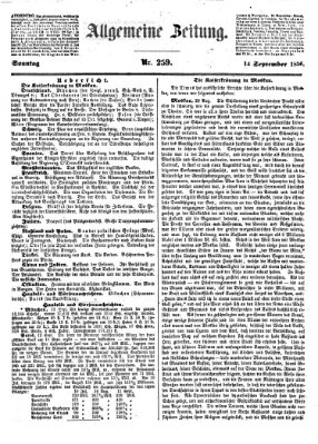Allgemeine Zeitung Sonntag 14. September 1856