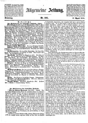 Allgemeine Zeitung Sonntag 11. April 1858