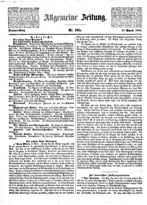 Allgemeine Zeitung Donnerstag 15. April 1858