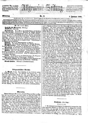 Allgemeine Zeitung Montag 2. Januar 1860