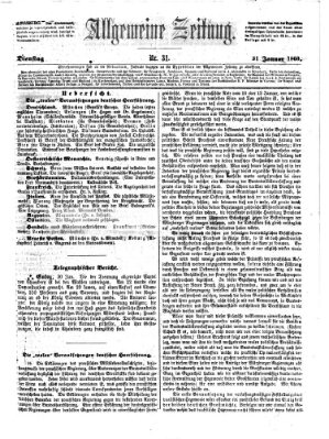Allgemeine Zeitung Dienstag 31. Januar 1860