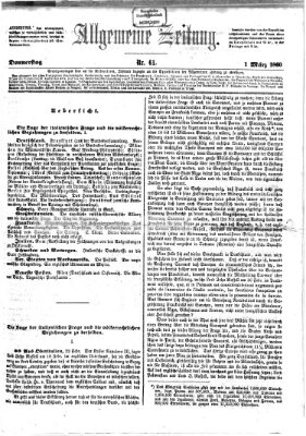 Allgemeine Zeitung Donnerstag 1. März 1860
