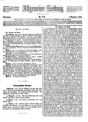 Allgemeine Zeitung Dienstag 2. Oktober 1860