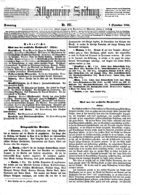 Allgemeine Zeitung Sonntag 7. Oktober 1860