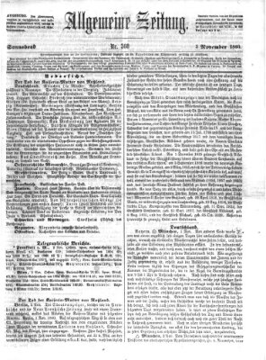 Allgemeine Zeitung Samstag 3. November 1860