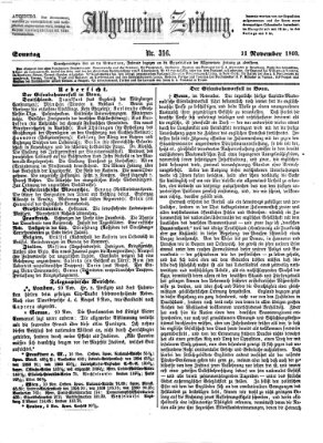 Allgemeine Zeitung Sonntag 11. November 1860
