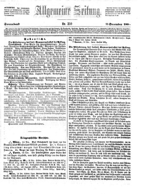 Allgemeine Zeitung Samstag 15. Dezember 1860