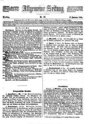 Allgemeine Zeitung Freitag 18. Januar 1861