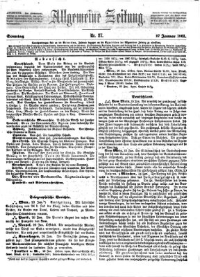 Allgemeine Zeitung Sonntag 27. Januar 1861