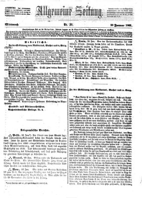 Allgemeine Zeitung Mittwoch 30. Januar 1861