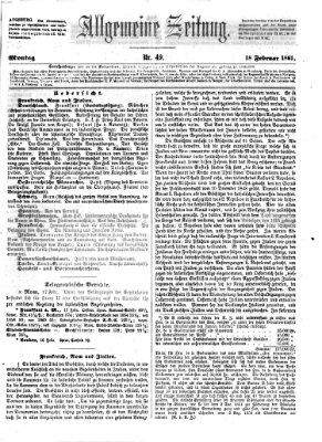 Allgemeine Zeitung Montag 18. Februar 1861
