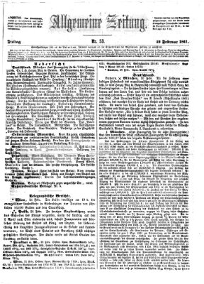 Allgemeine Zeitung Freitag 22. Februar 1861