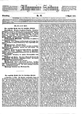 Allgemeine Zeitung Dienstag 2. April 1861
