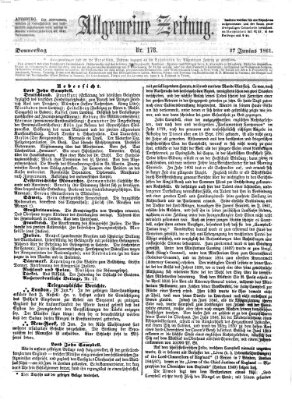 Allgemeine Zeitung Donnerstag 27. Juni 1861