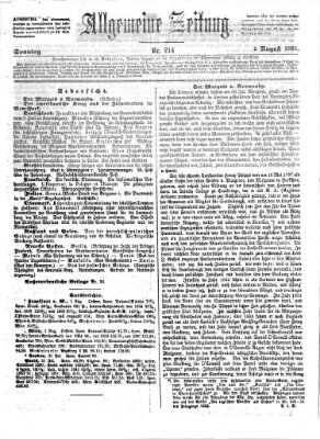Allgemeine Zeitung Sonntag 2. August 1863
