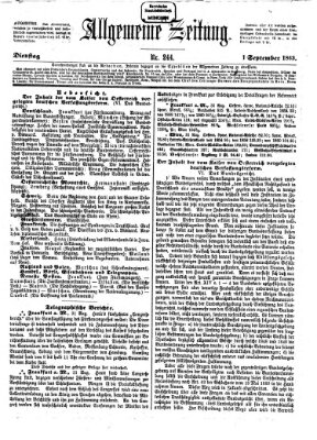 Allgemeine Zeitung Dienstag 1. September 1863